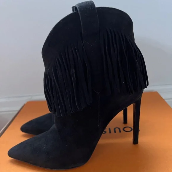 Saint Laurent Suede Fringe Boots - Picture 4 of 12